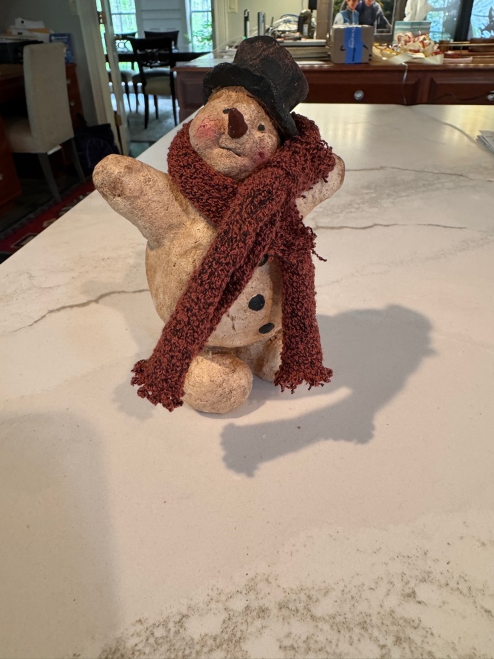 Primitive Art Snowman Figurine